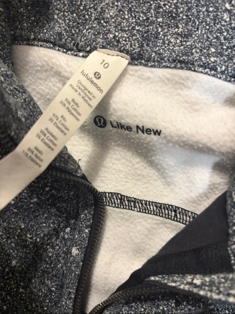 lululemon athletica Speckled Gray Hooded Zip Jacket Sz 10 like new